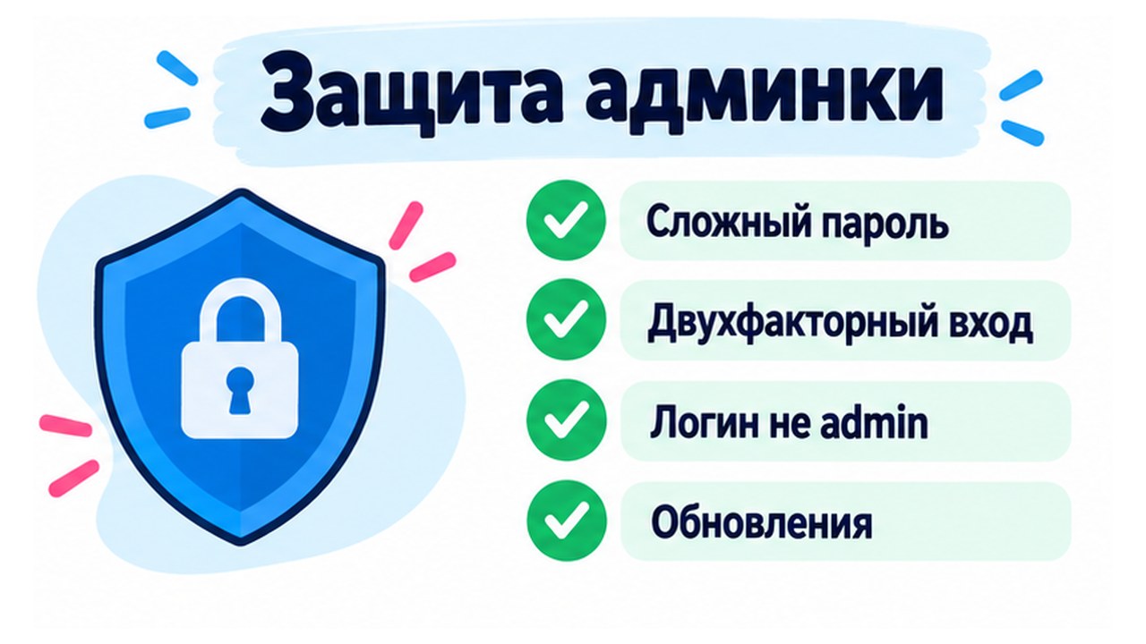 Чеклист защиты админки WordPress: пароль, двухфакторный вход, логин, обновления